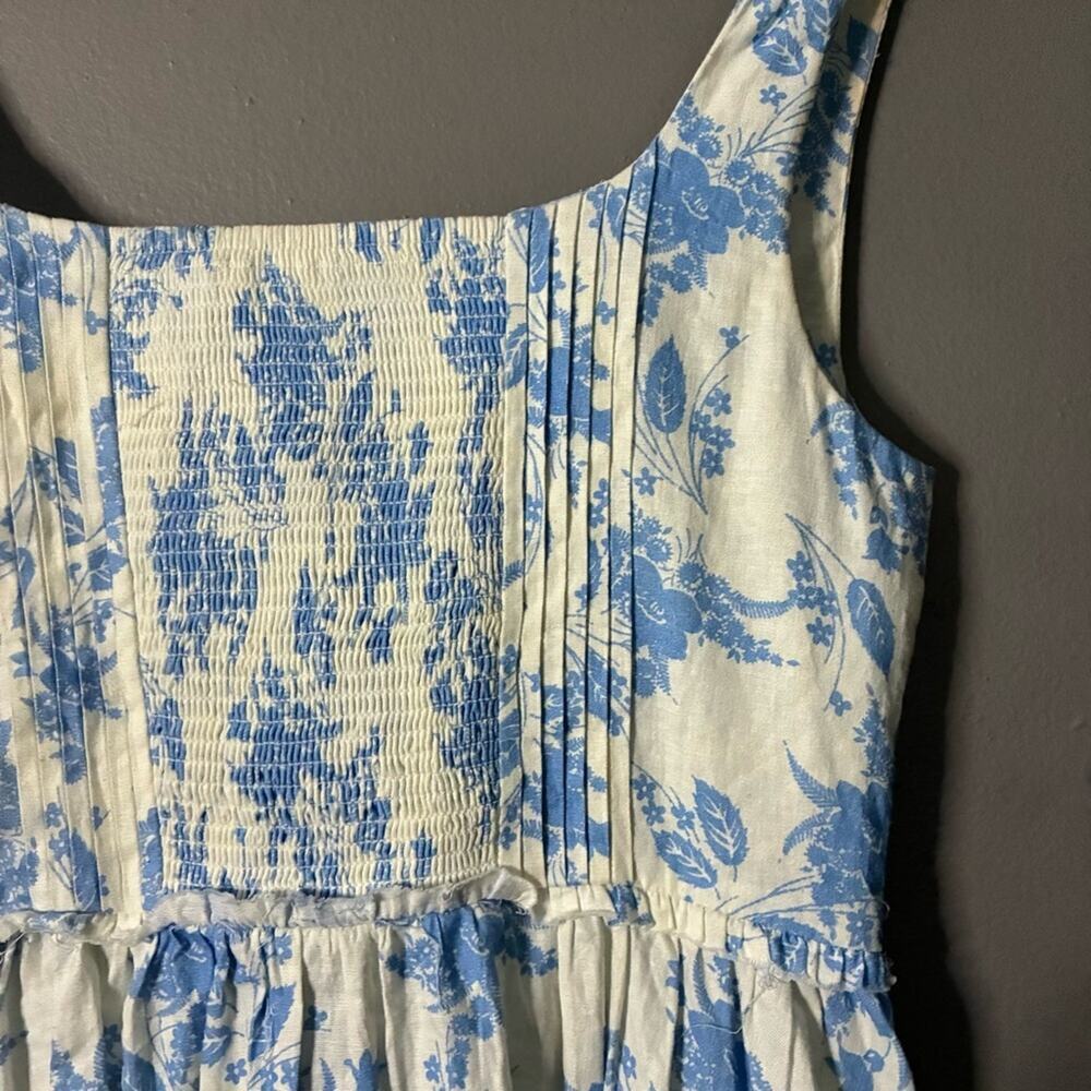LOVESHACKFANCY Linen Dress Blue Floral Feminine | Coastal Chic Hamptons Preppy 6 - Picture 8 of 13